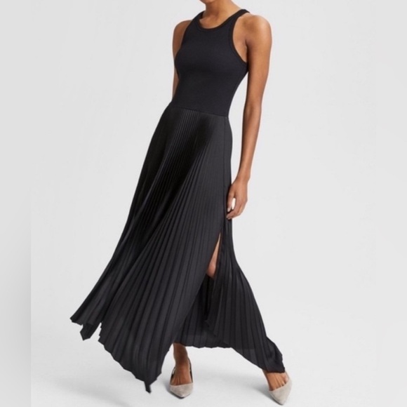 Theory Dresses & Skirts - Theory vinessi belsay assymetrical ribbed maxi dress black size S pleated